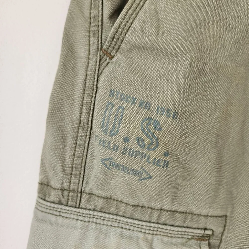 True Religion Green Special Ops Cargo Pants Utility Safari Y2K Military Army 40